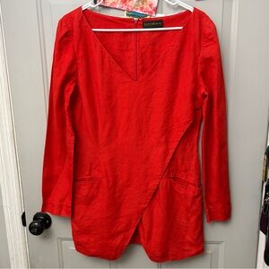 80’s Donna Karan Red Linen Blazer